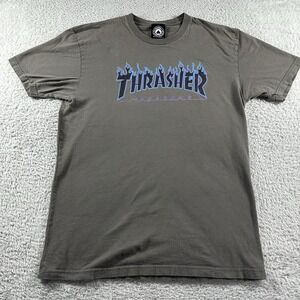 Thrasher San Francisco Shirt Mens‎ Medium Gray Blue Flames Skater Skate Surf